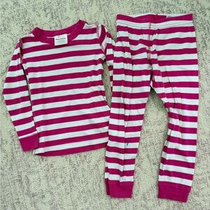 Hanna Andersson Fuchsia and White Striped Kids Pajama Set